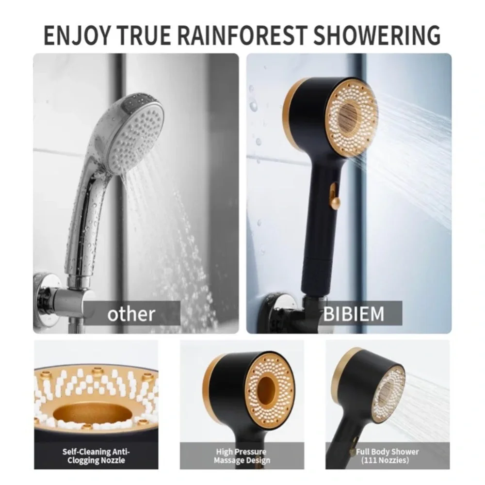 BIBIE Handheld Filtered Shower Head White Vitamin C Fragrance Ring NSF Certified